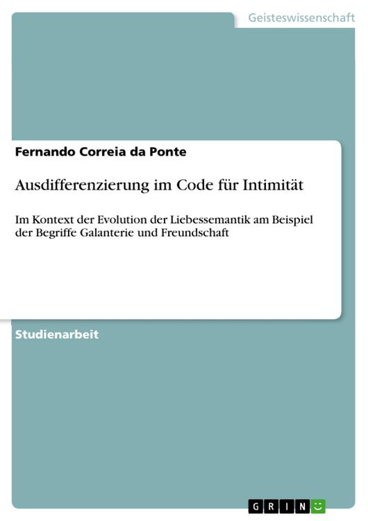 Produktbild: Ausdifferenzierung im Code f&uuml;r Intimit&auml;t