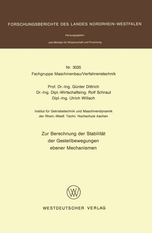 Produktbild: Zur Berechnung der Stabilit&auml;t der Gestellbewegungen ebener Mechanismen