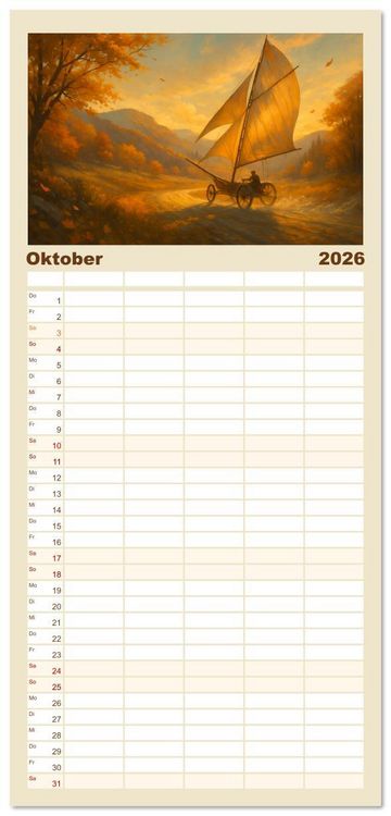 Produktbild: Familienplaner 2026 - Wind bewegt die Welt mit 5 Spalten (Wandkalender, 21 x 45 cm) CALVENDO
