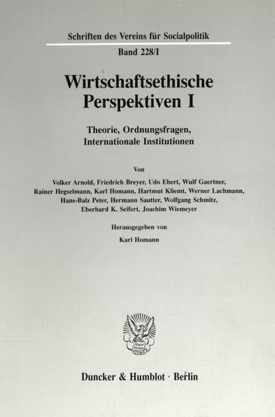 Produktbild: Wirtschaftsethische Perspektiven I.