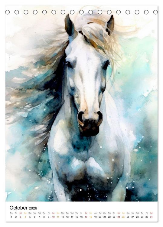 Produktbild: Watercolor Horses (Desk Calendar 2026 DIN A5 portrait), CALVENDO 12 Month DeskCalendar