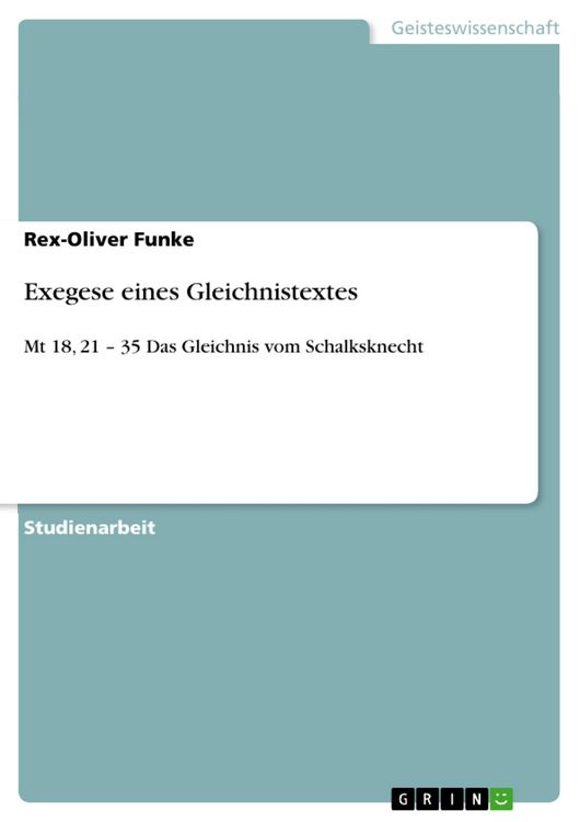 Produktbild: Exegese eines Gleichnistextes