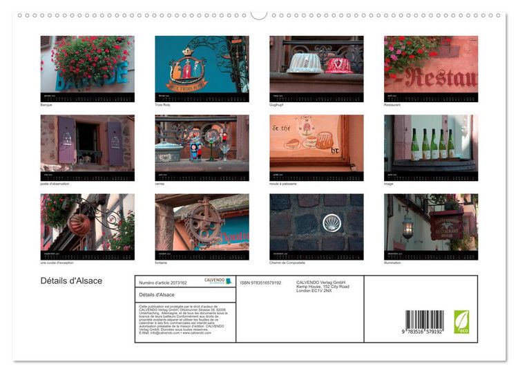 Produktbild: D&eacute;tails d'Alsace (Calendrier mural 2026 DIN A2 vertical) calendrier de bureau