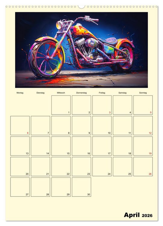 Produktbild: Custom Motorcycle Paintings (Wandkalender 2026 DIN A2 hoch), CALVENDO Monatskalender