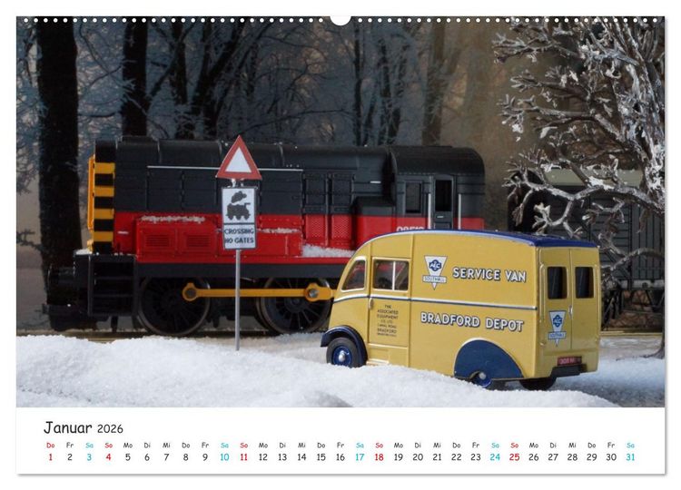 Produktbild: Autos auf der Modellbahn (Wandkalender 2026 DIN A2 quer), CALVENDO Monatskalender