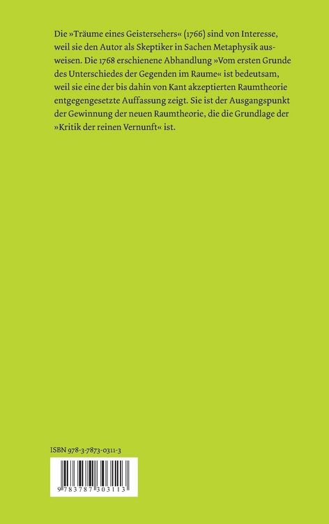 Produktbild: Tr&auml;ume eines Geistersehers. Der Unterschied der Gegenden im Raume