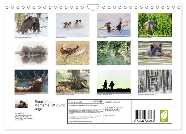 Produktbild: Emotionale Momente: Wild und Jagd. (Wandkalender 2026 DIN A4 quer), CALVENDO Monatskalender