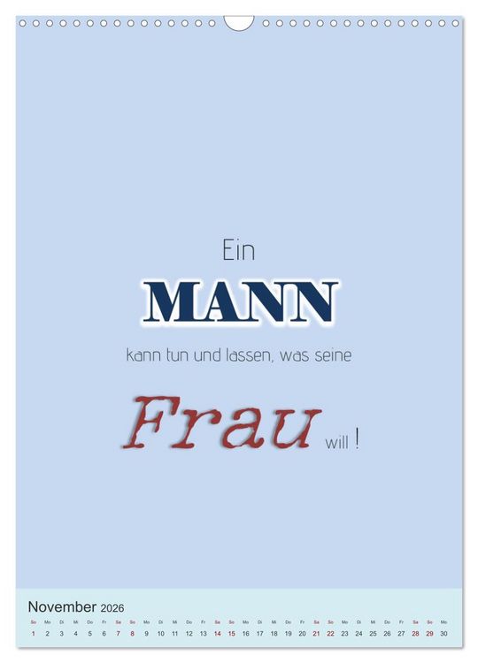 Produktbild: Was Mann &uuml;ber Frau wissen sollte und umgekehrt ... (Wandkalender 2026 DIN A3 hoch), CALVENDO Monatskalender