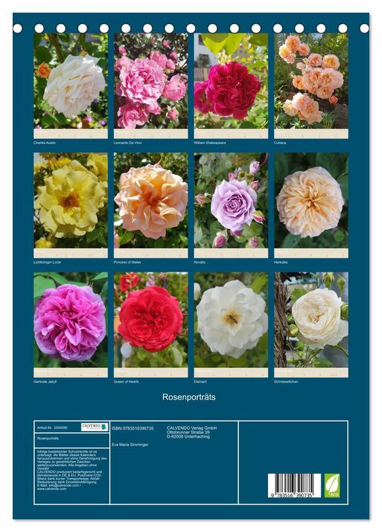 Produktbild: Rosenportr&auml;ts (Tischkalender 2026 DIN A5 hoch), CALVENDO Monatskalender
