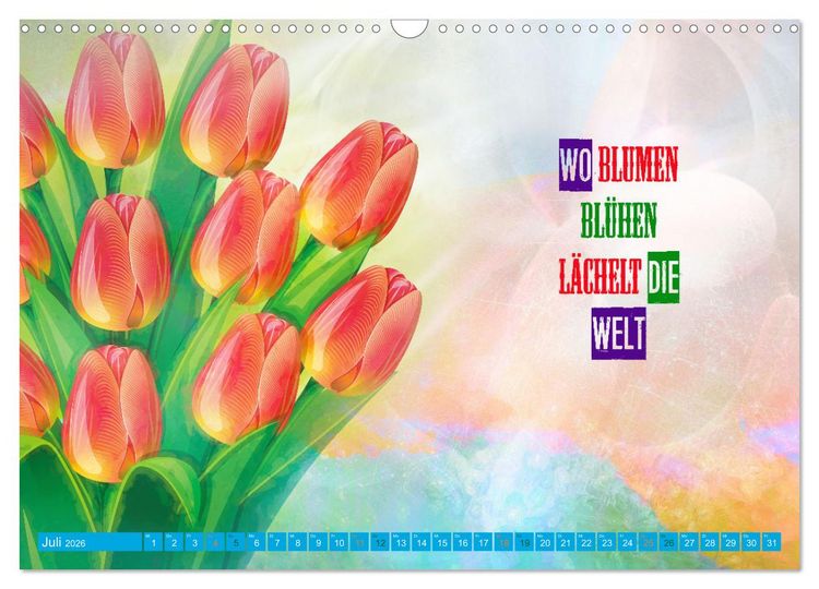 Produktbild: Spr&uuml;che aus dem Leben - Artwork (Wandkalender 2026 DIN A3 quer), CALVENDO Monatskalender