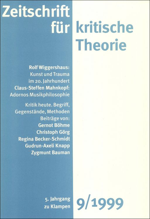 Produktbild: Zeitschrift f&uuml;r kritische Theorie / Zeitschrift f&uuml;r kritische Theorie, Heft 9 (1999)