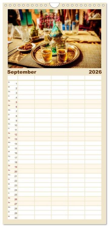 Produktbild: Familienplaner 2026 - Marrakesch die rote Stadt mit 5 Spalten (Wandkalender, 21 x 45 cm) CALVENDO
