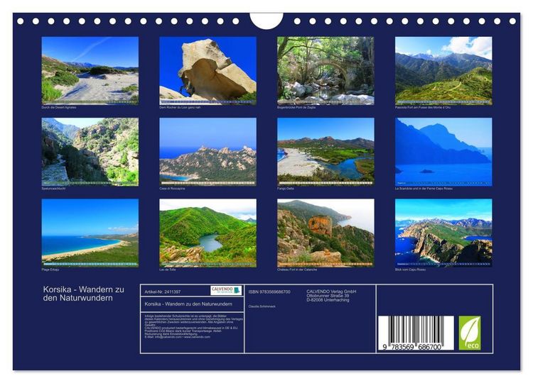 Produktbild: Korsika - Wandern zu den Naturwundern (Wandkalender 2027 DIN A4 quer), CALVENDO Monatskalender