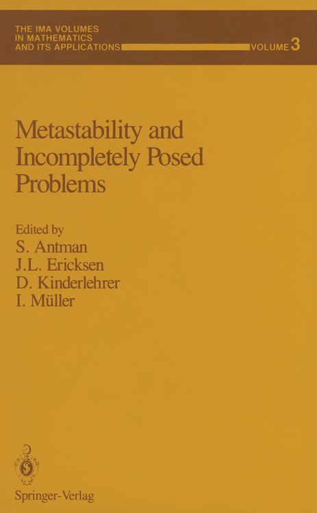 Produktbild: Metastability and Incompletely Posed Problems