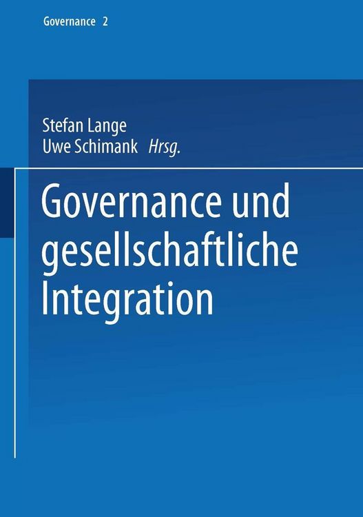 Produktbild: Governance und gesellschaftliche Integration