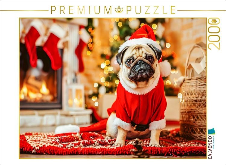 Produktbild: CALVENDO Puzzle Mops als Weihnachtsmann | 2000 Teile Lege-Gr&ouml;&szlig;e 90x67cm Foto-Puzzle f&uuml;r gl&uuml;ckliche Stunden