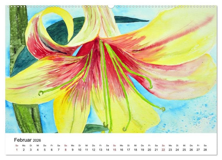 Produktbild: Blumen-Aquarelle (hochwertiger Premium Wandkalender 2026 DIN A2 quer), Kunstdruck in Hochglanz