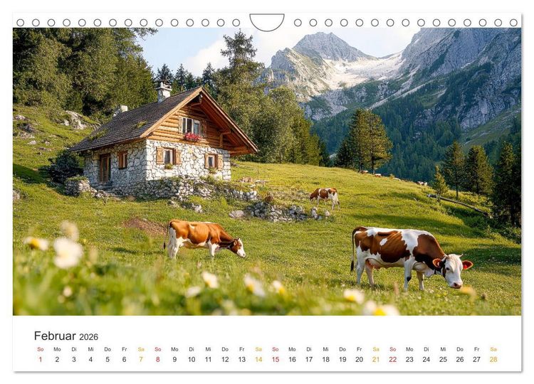 Produktbild: Gl&uuml;ckliche Bergk&uuml;he - Leben auf der Alm (Wandkalender 2026 DIN A4 quer), CALVENDO Monatskalender