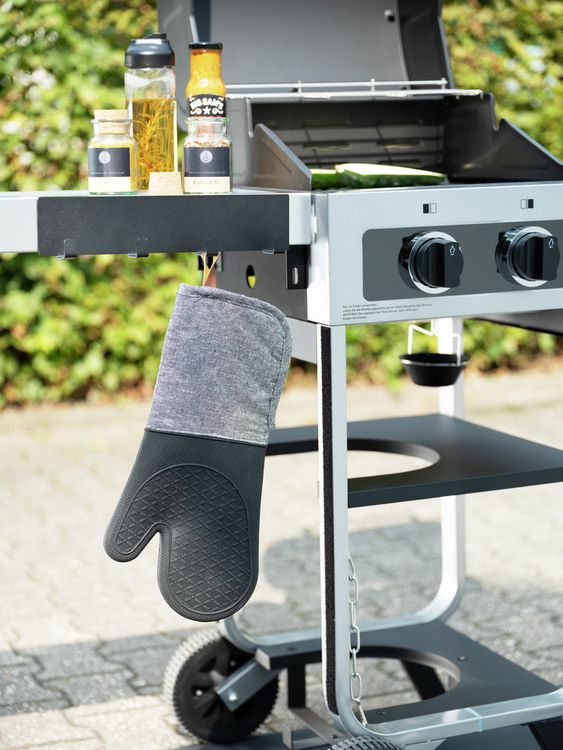 Produktbild: Topfhandschuhe Silikon Mod. Ada Schwarz, 2er, hitzebest&auml;ndige Silikon-Kochhandschuhe