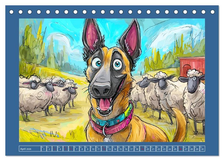 Produktbild: Malinois Fun. Lustige Cartoons vom Diensthund des Jahres! (Tischkalender 2026 DIN A5 quer), CALVENDO Monatskalender