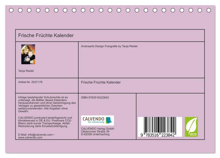 Produktbild: Frische Fr&uuml;chte Kalender (Tischkalender 2026 DIN A5 quer), CALVENDO Monatskalender