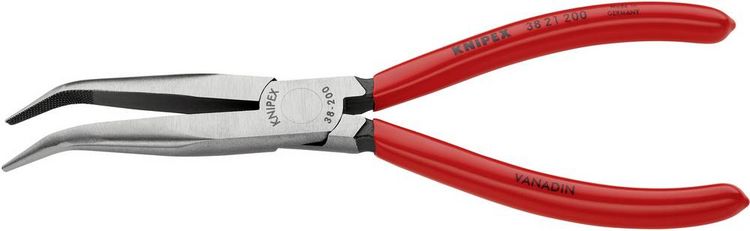 Produktbild: Knipex 38 21 200 Elektronik- u. Feinmechanik Flachrundzange 40&deg; gebogen Vanadium Elektrostahl 200 mm