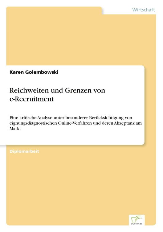 Produktbild: Reichweiten und Grenzen von e-Recruitment