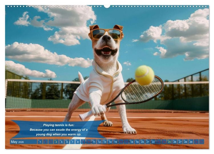 Produktbild: Funny animals as tennis players (High Quality Premium Wall Calendar 2026 DIN A2 landscape),CALVENDO 12 Month Wall Calendar