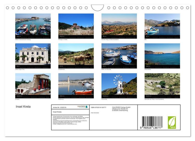 Produktbild: Insel Kreta (Wandkalender 2026 DIN A4 quer), CALVENDO Monatskalender