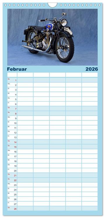 Produktbild: Familienplaner 2026 - Deutsche Motorrad Oldtimer mit 5 Spalten (Wandkalender, 21 x 45 cm) CALVENDO
