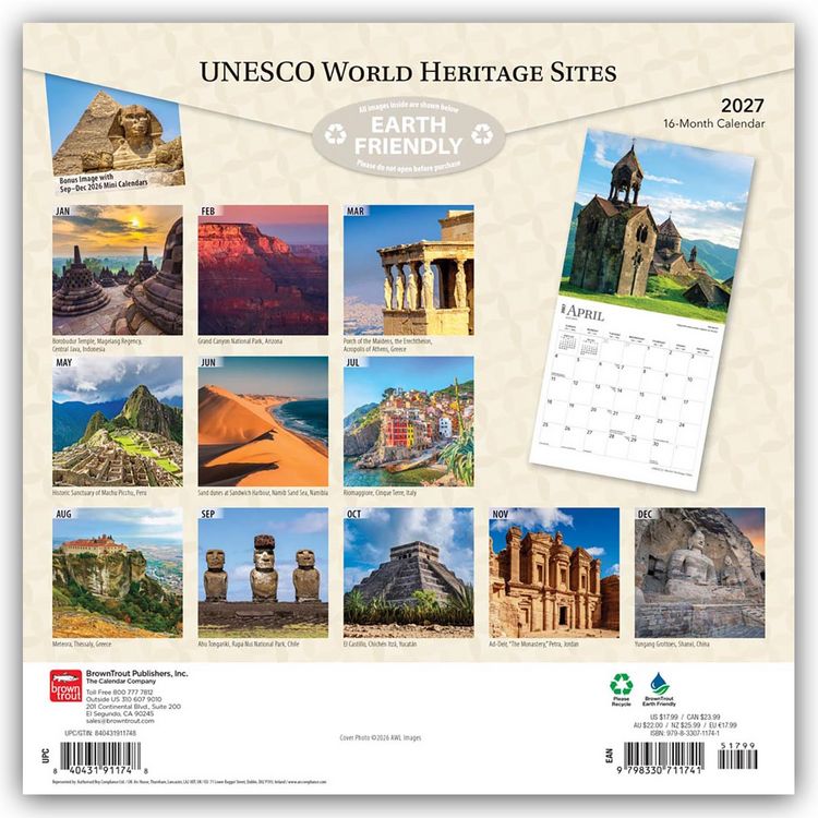Produktbild: Unesco World Heritage Sites &ndash; Unesco-Welterbest&auml;tten 2027 &ndash; 16-Monatskalender