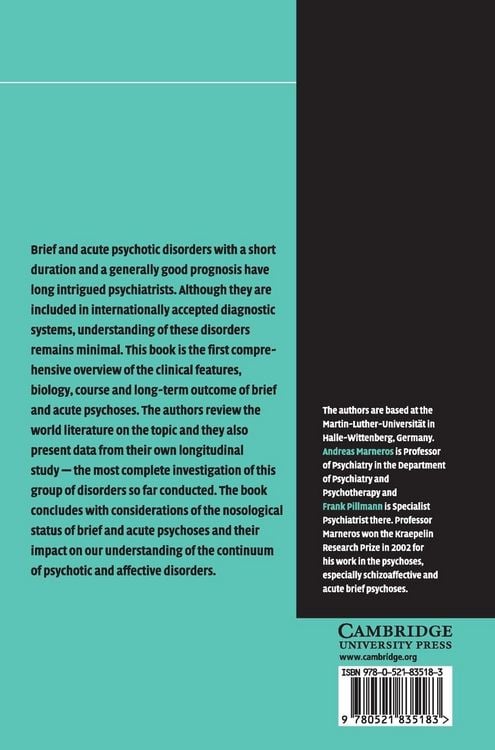 Produktbild: Acute and Transient Psychoses