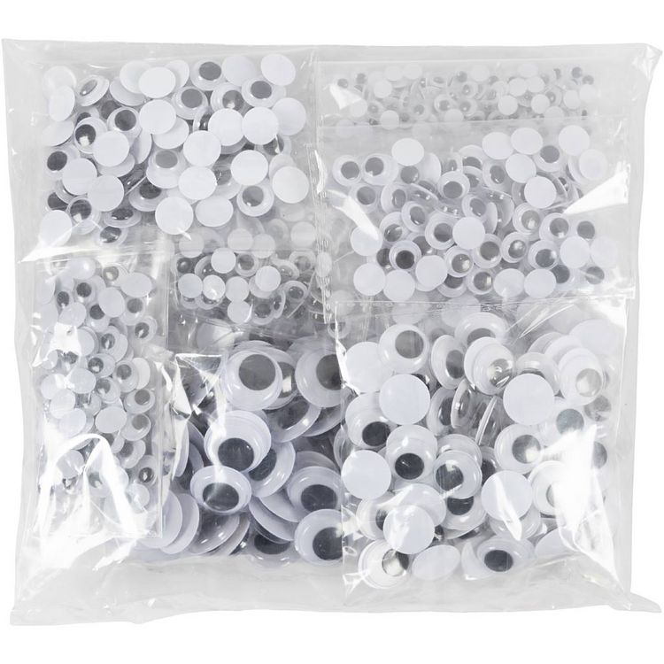 Produktbild: Creativ Company Wackelaugen, selbstklebend, D 6-20 mm, 1100 , sortiert