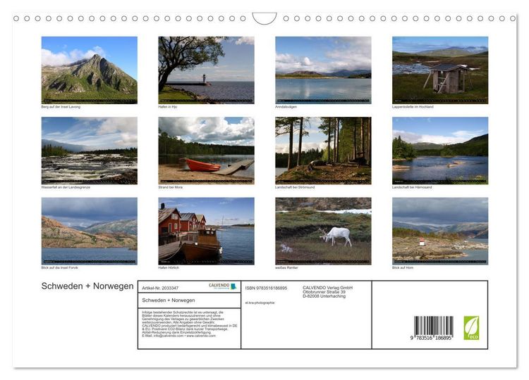 Produktbild: Schweden + Norwegen (Wandkalender 2026 DIN A3 quer), CALVENDO Monatskalender