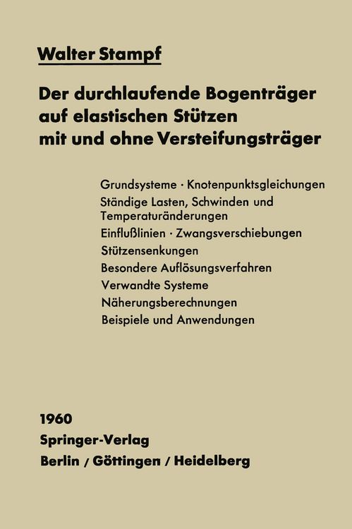 Produktbild: Der durchlaufende Bogentr&auml;ger auf elastischen St&uuml;tzen mit und ohne Versteifungstr&auml;ger