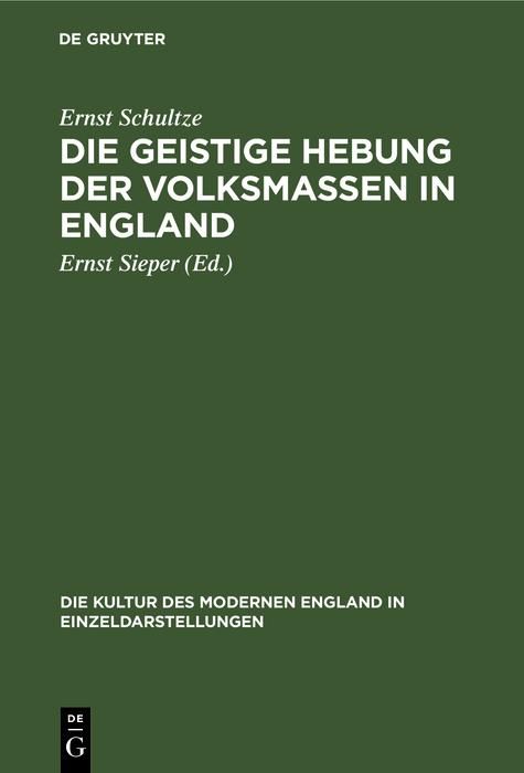Produktbild: Die geistige Hebung der Volksmassen in England