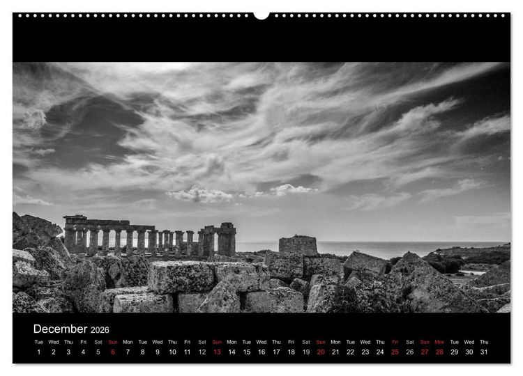 Produktbild: Black and White Sicily (High Quality Premium Wall Calendar 2026 DIN A2 landscape),CALVENDO 12 Month Wall Calendar