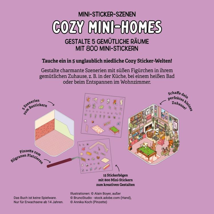 Produktbild: Mini-Sticker-Szenen - Cozy Mini-Homes I 3D-Sticker