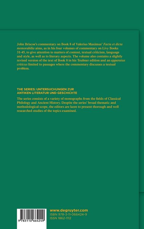 Produktbild: Valerius Maximus, &rsaquo;Facta et dicta memorabilia&lsaquo;, Book 8