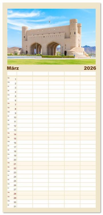Produktbild: Familienplaner 2026 - Oman - Historische Perle des Orients mit 5 Spalten (Wandkalender, 21 x 45 cm) CALVENDO