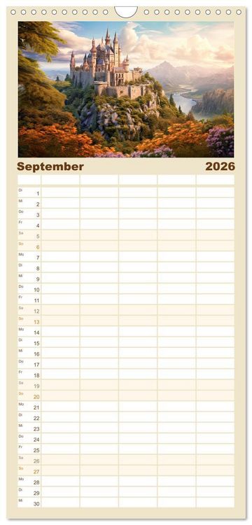 Produktbild: Familienplaner 2026 - Malerische Ritterburgen mit 5 Spalten (Wandkalender, 21 x 45 cm) CALVENDO