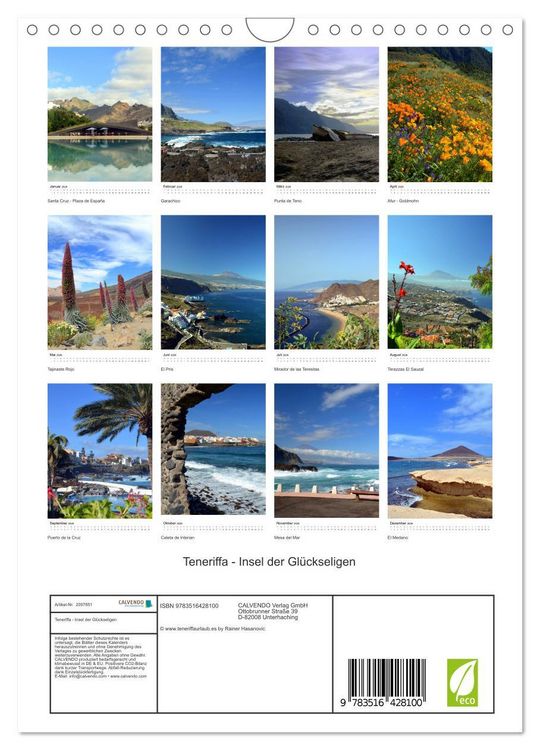 Produktbild: Teneriffa - Insel der Gl&uuml;ckseligen (Wandkalender 2026 DIN A4 hoch), CALVENDO Monatskalender