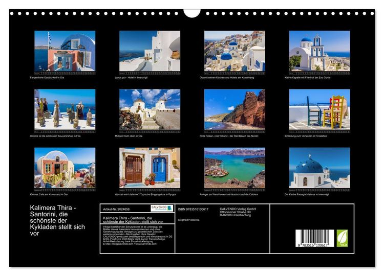 Produktbild: Kalimera Thira - Santorini, die sch&ouml;nste der Kykladen stellt sich vor (Wandkalender 2026 DIN A3 quer), CALVENDO Monatskalender