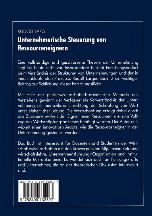 Produktbild: Unternehmerische Steuerung von Ressourceneignern