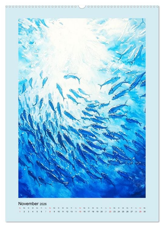 Produktbild: Ozeanpoesie. Die Unterwasserwelt im Aquarell-Stil (hochwertiger Premium Wandkalender 2026 DIN A2 hoch), Kunstdruck in Hochglanz