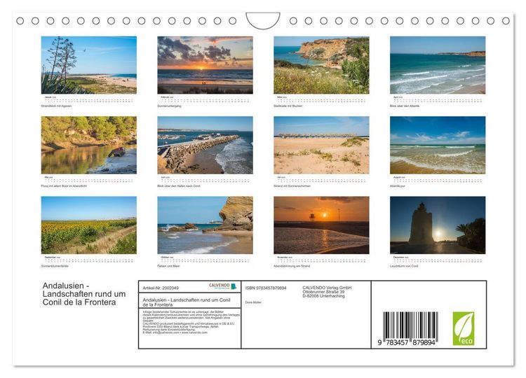 Produktbild: Andalusien - Landschaften rund um Conil de la Frontera (Wandkalender 2026 DIN A4 quer), CALVENDO Monatskalender