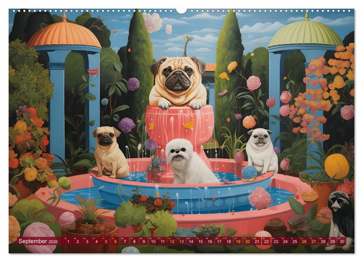Produktbild: Boteros Hunde - Kunstvoller Kalender im Stile des Boterismo (Wandkalender 2026 DIN A2 quer), CALVENDO Monatskalender