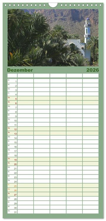 Produktbild: Familienplaner 2026 - Unterwegs im Weihrauchland Oman mit 5 Spalten (Wandkalender, 21 x 45 cm) CALVENDO