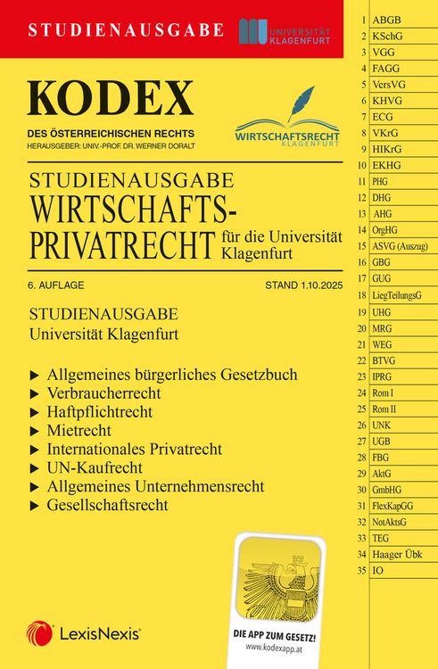 Produktbild: KODEX Wirtschaftsprivatrecht Klagenfurt 2025 - inkl. App