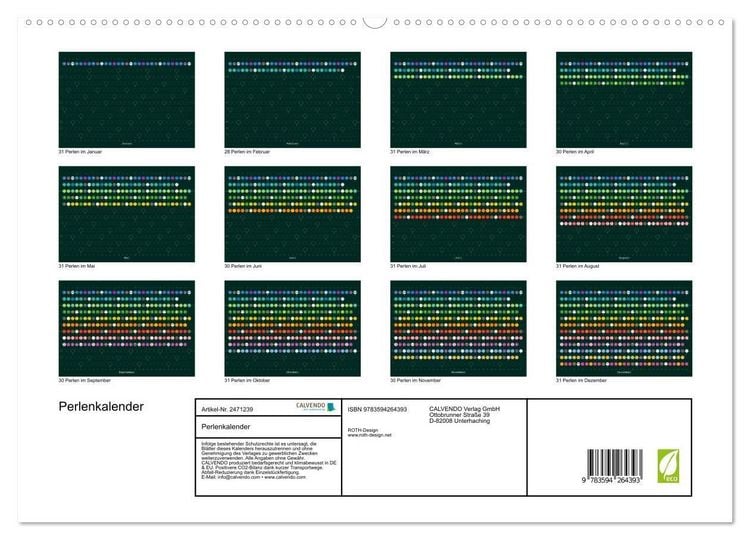 Produktbild: Perlenkalender (hochwertiger Premium Wandkalender 2027 DIN A2 quer), Kunstdruck in Hochglanz